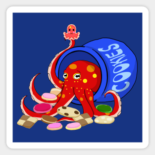 Octopus in a jar of cookies (red) Magnet